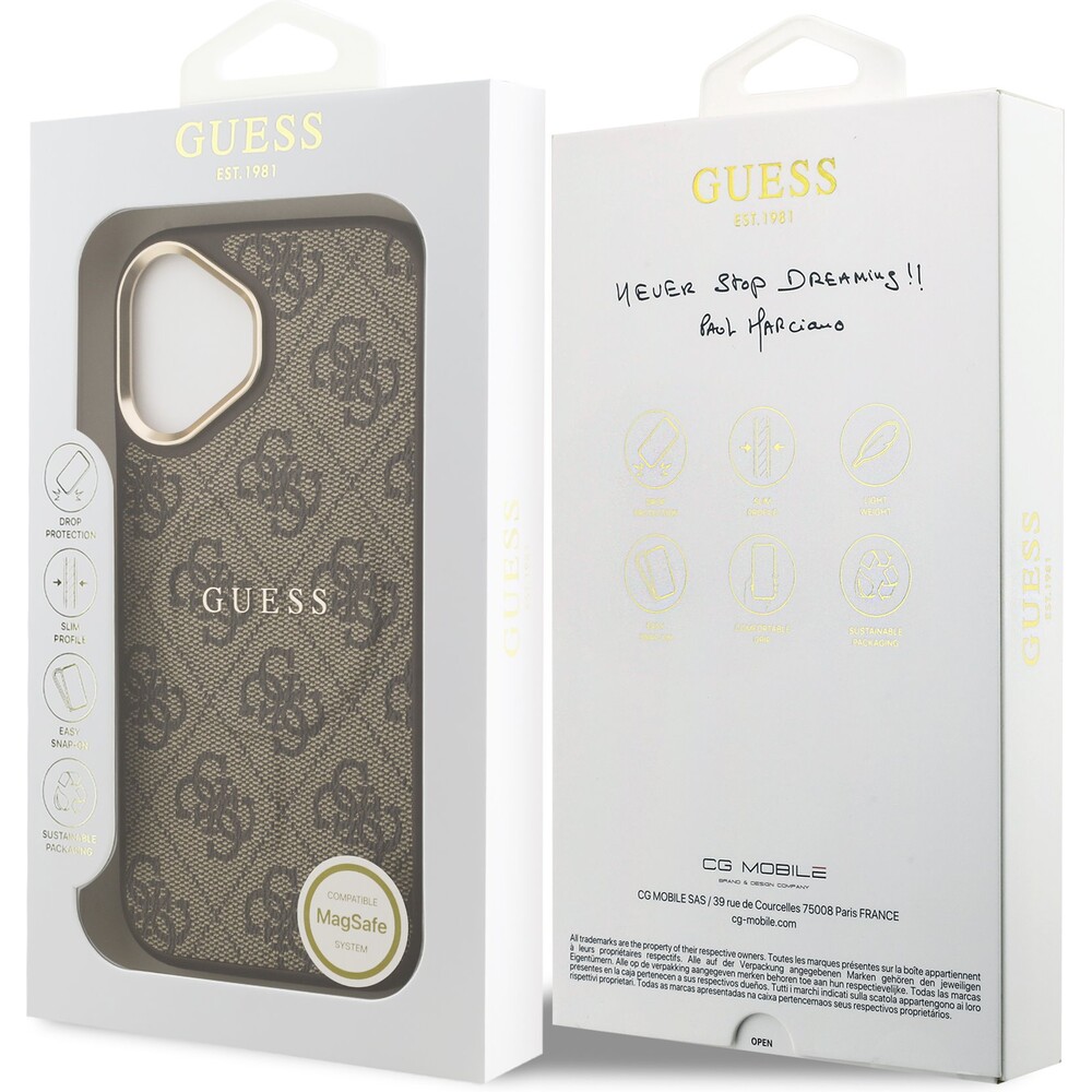 Guess-PU-Leather-4G-Gold-Frame-MagSafe-kryt-iPhone-17-hnedy