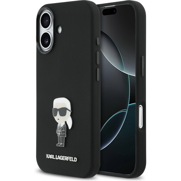 Karl-Lagerfeld-Liquid-Silicone-Metal-Ikonik-kryt-iPhone-17-cerny