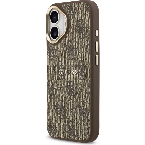 Guess-PU-Leather-4G-Gold-Frame-MagSafe-kryt-iPhone-17-hnedy