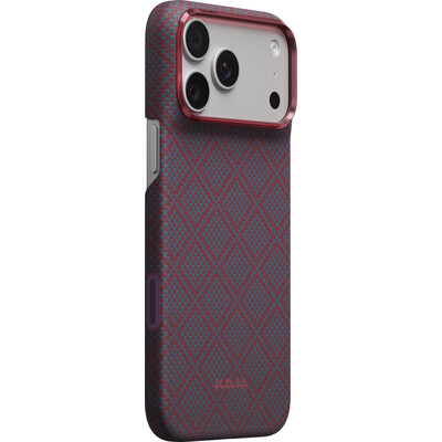 Pitaka Edge Case Argyle MagSafe kryt iPhone 18 Pro Max Blue's Red