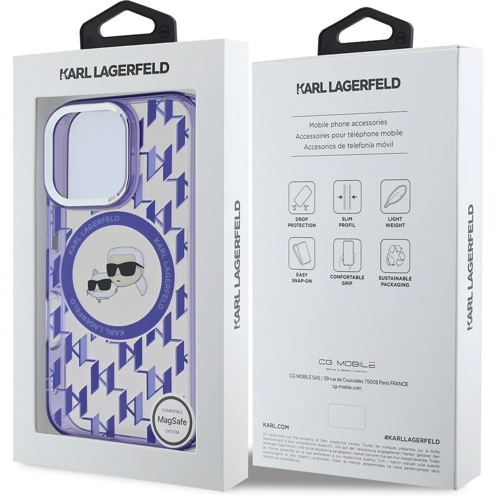 Karl-Lagerfeld-IML-Monogram-K-CH-Heads-MagSafe-kryt-pro-iPhone-16-Pro-Max-fialovy