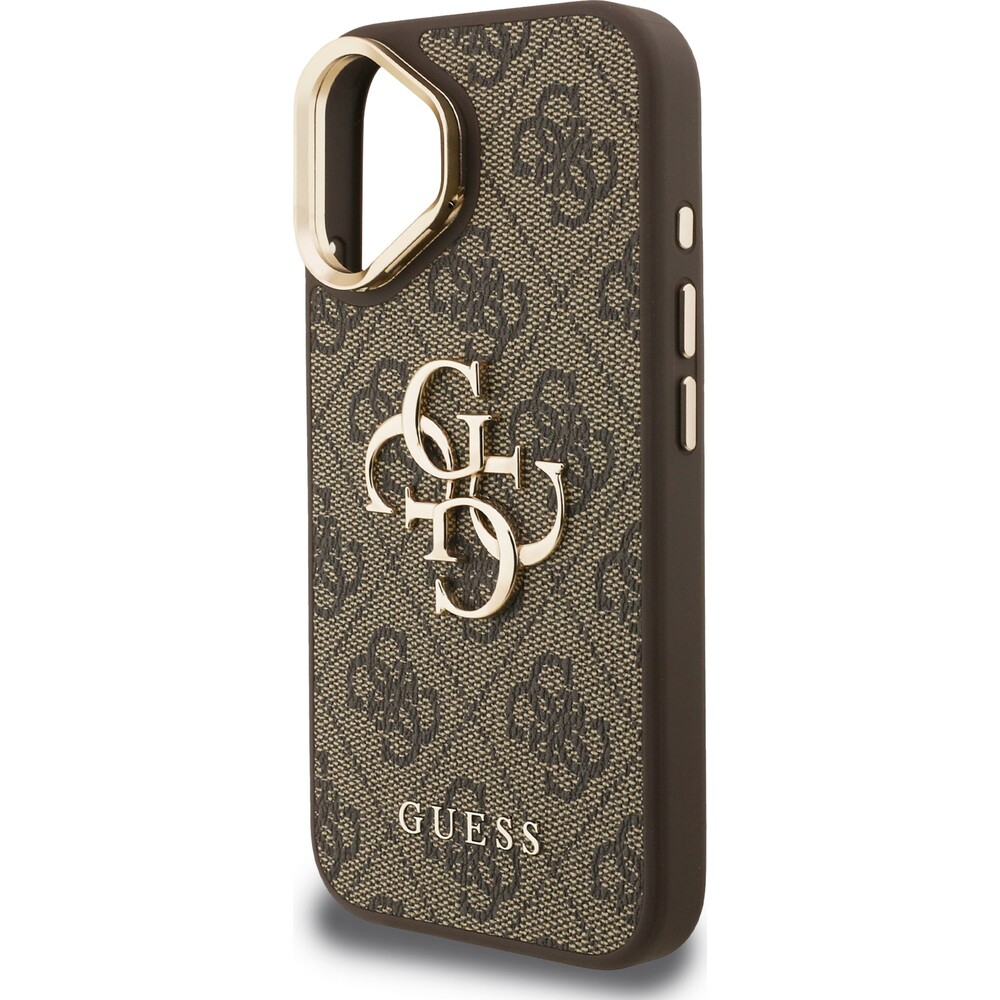 Guess-PU-4G-Metal-Logo-Stand-Camera-Frame-kryt-iPhone-16-hnedy