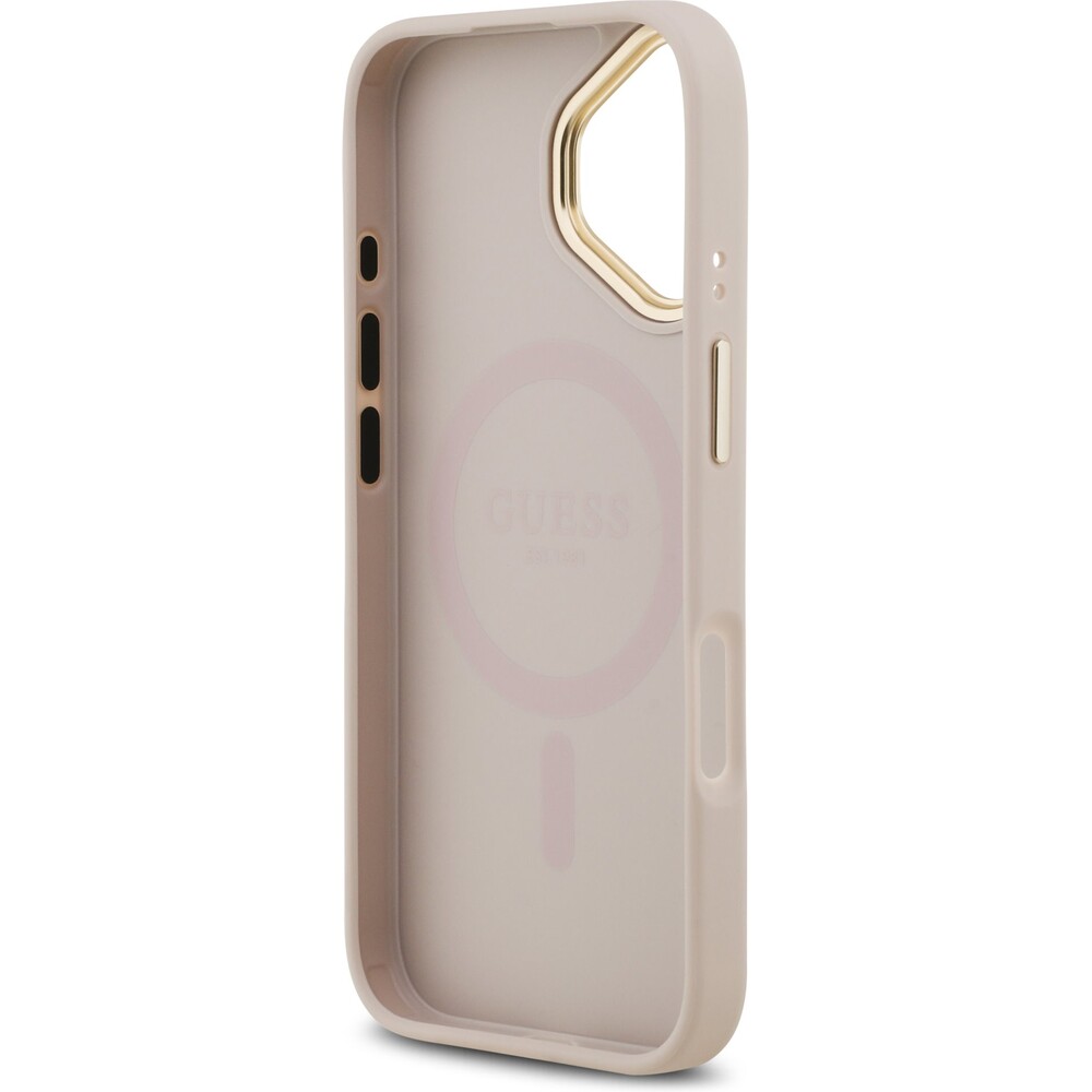 Guess-PU-Leather-4G-Gold-Frame-MagSafe-kryt-iPhone-17-ruzovy