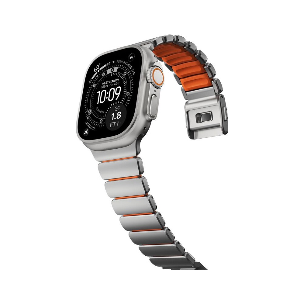 Nomad-Stratos-Band-FKM-reminek-Apple-Watch-45-46-49mm-Natural-Titanium-Ultra-Orange