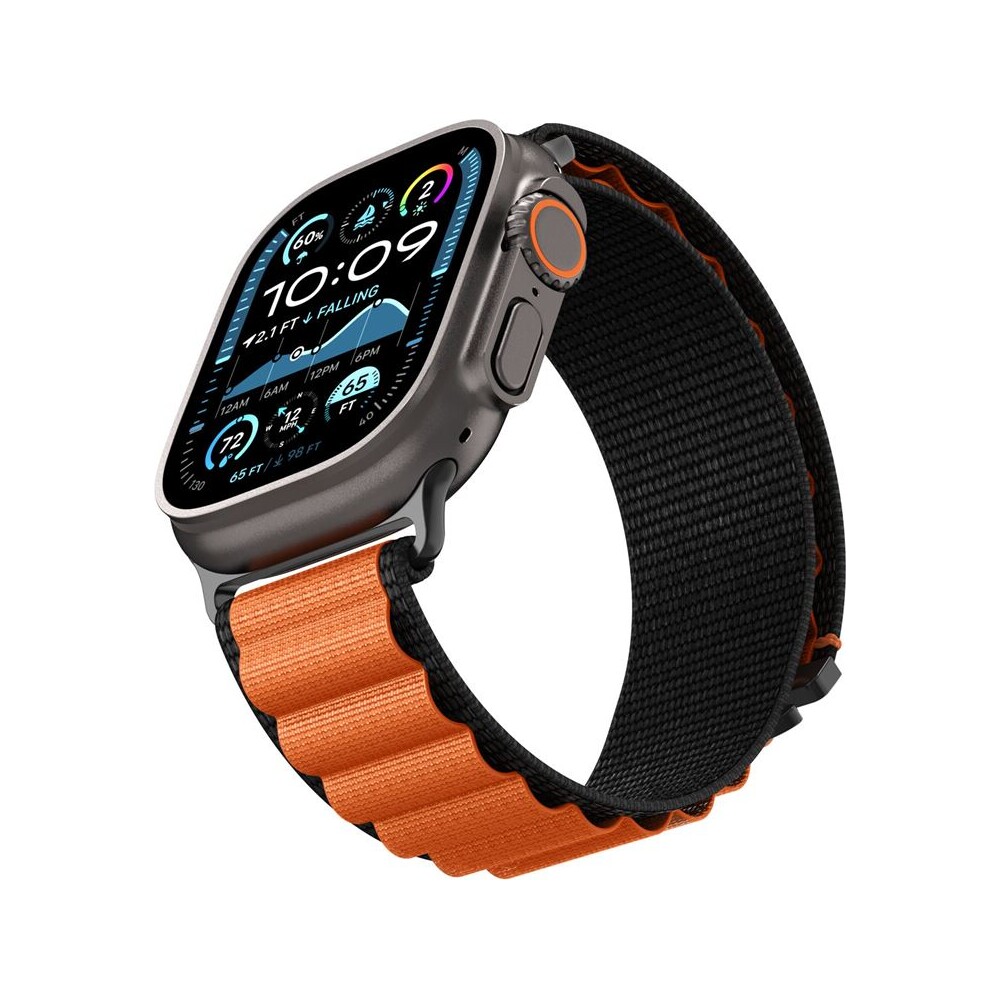 Spigen-Fabric-Band-hook-reminek-Apple-Watch-49-46-45-44mm-cerny-oranzovy