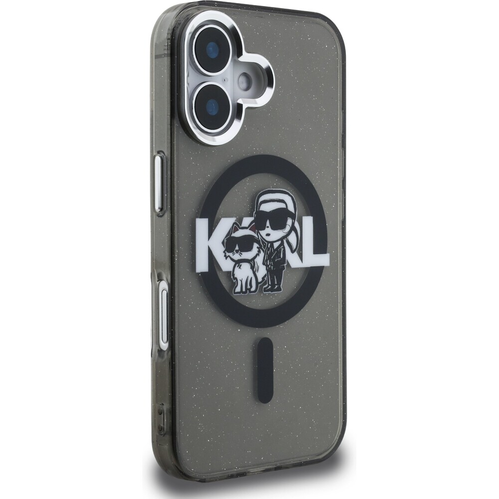 Karl-Lagerfeld-IML-Glitter-Karl-and-Choupette-Sketch-MagSafe-kryt-iPhone-16-cerny