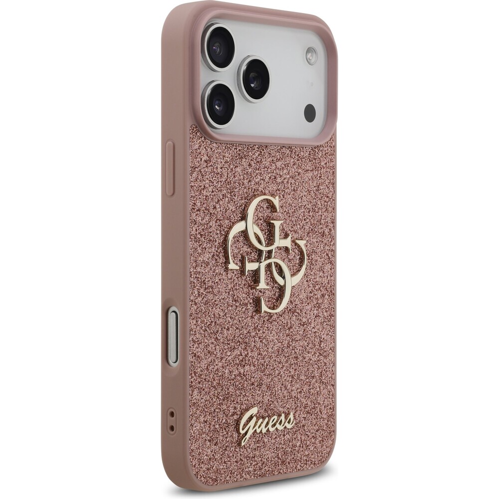 Guess-PU-Fixed-Glitter-4G-Metal-Logo-kryt-iPhone-17-Pro-Max-ruzovy
