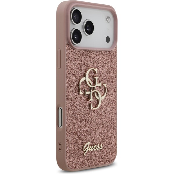 Guess-PU-Fixed-Glitter-4G-Metal-Logo-kryt-iPhone-17-Pro-Max-ruzovy