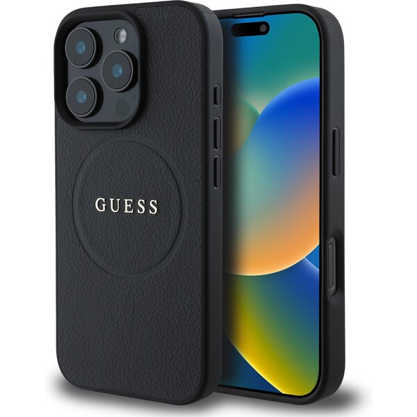 Guess-PU-Grained-Classic-Logo-MagSafe-kryt-iPhone-16-Pro-cerny