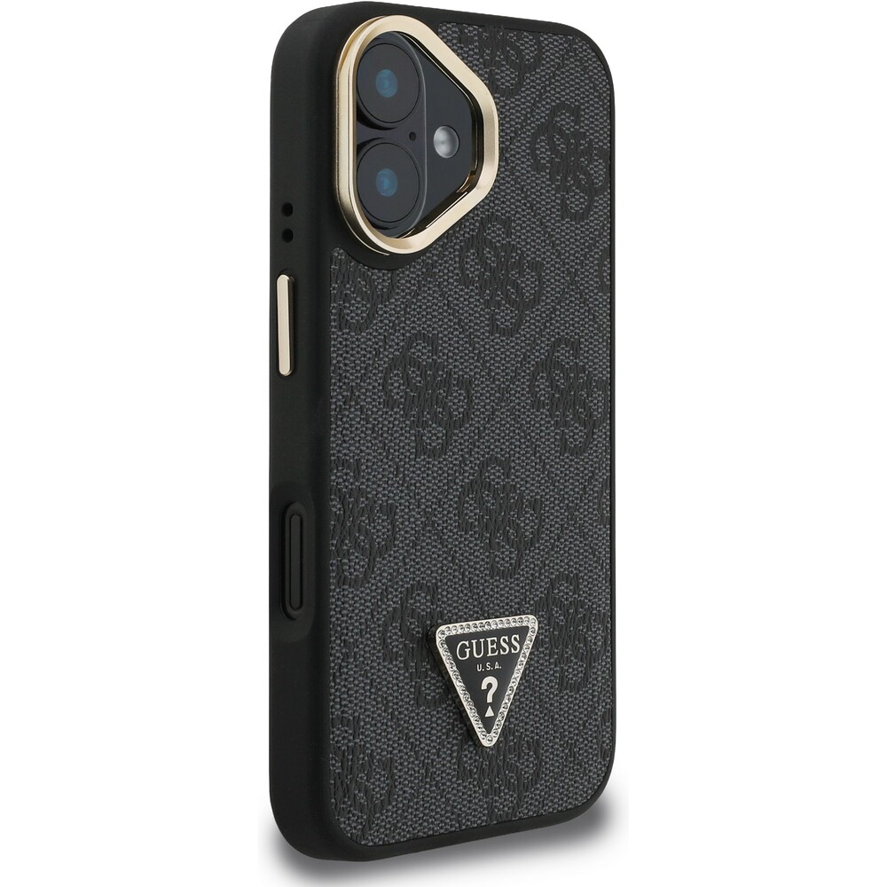 Guess-PU-4G-Strass-Triangle-Logo-Stand-Camera-Frame-MagSafe-kryt-iPhone-16-cerny