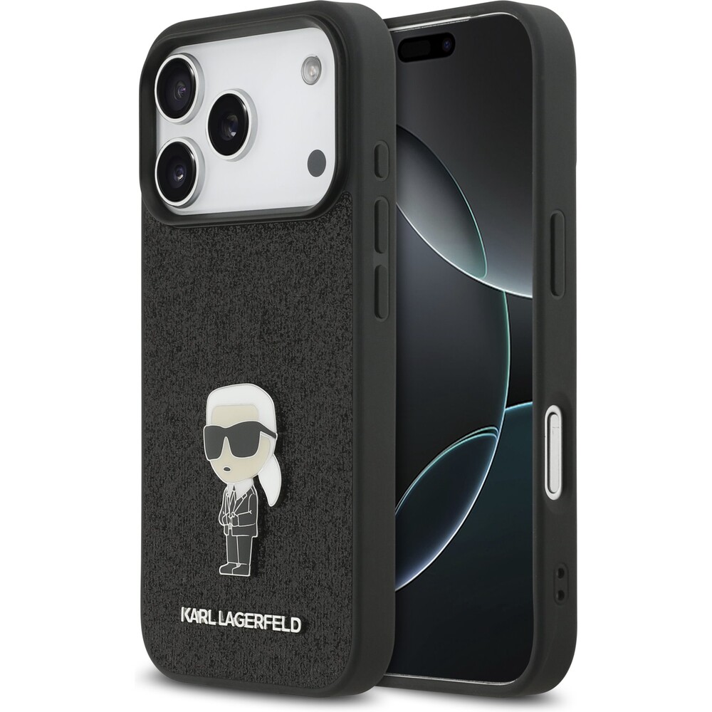 Karl-Lagerfeld-Fixed-Glitter-Metal-Ikonik-kryt-iPhone-17-Pro-cerny