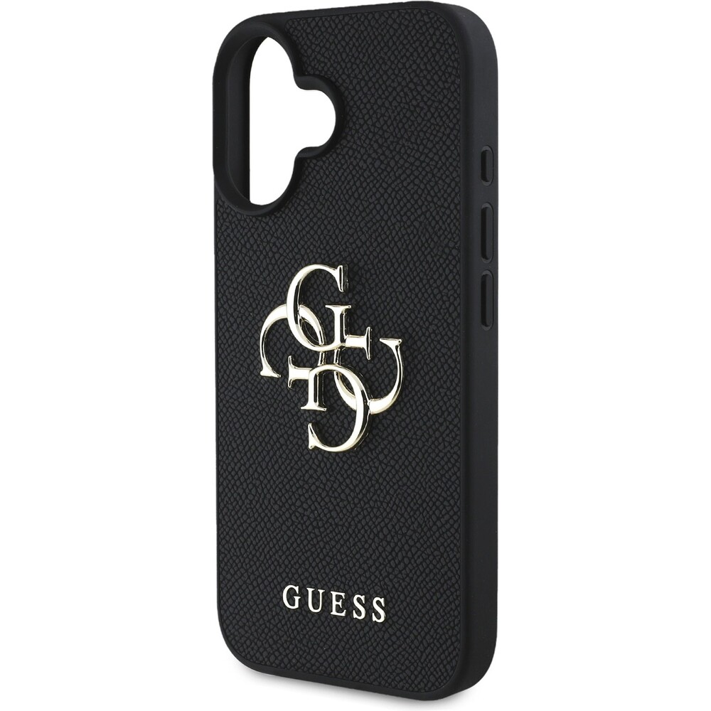 Guess-PU-Grained-4G-Metal-Logo-kryt-iPhone-16-cerny