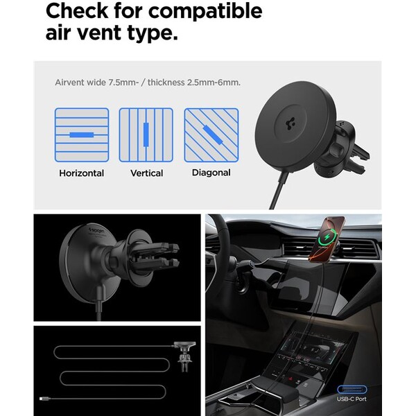 Spigen-OneTap-Pro-4-Airvent-Qi2-MagSafe-drzak-do-mrizky-ventilace-s-nabijenim