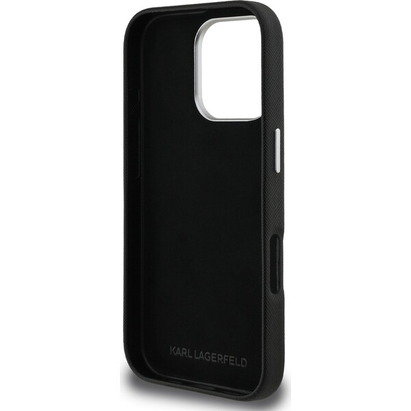 Karl-Lagerfeld-Grained-PU-K-CH-Heads-kryt-iPhone-16-Pro-cerny