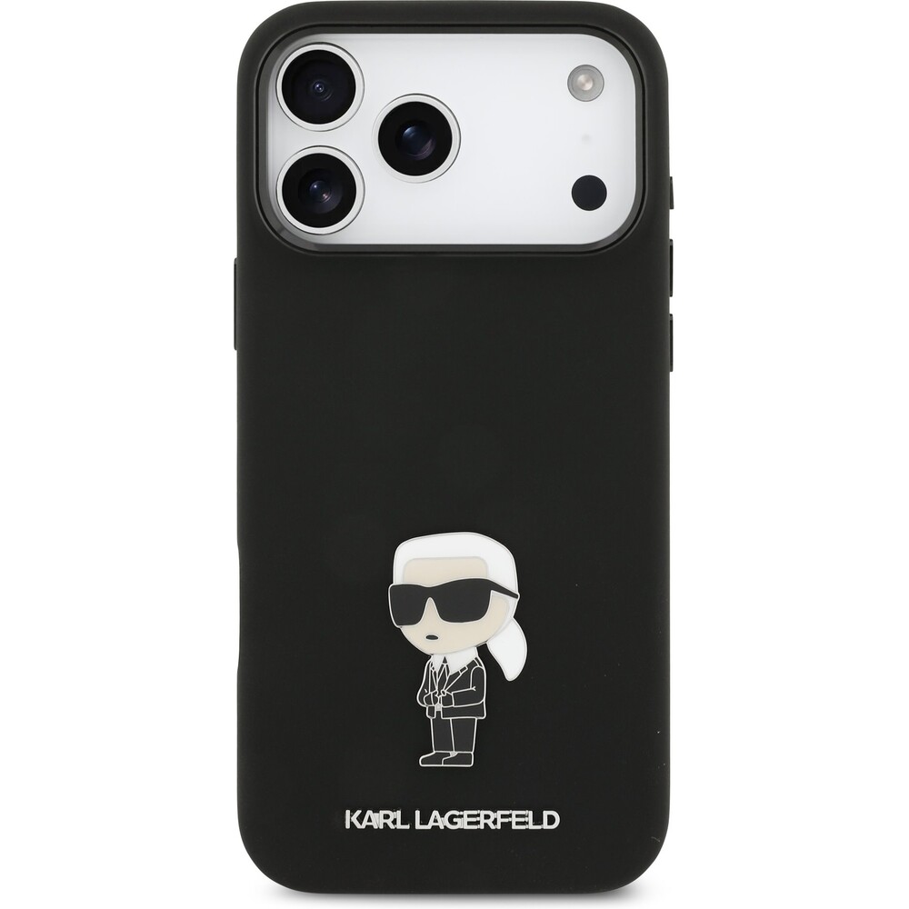 Karl-Lagerfeld-Liquid-Silicone-Metal-Ikonik-kryt-iPhone-17-Pro-Max-cerny