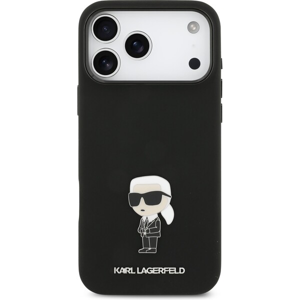 Karl-Lagerfeld-Liquid-Silicone-Metal-Ikonik-kryt-iPhone-17-Pro-Max-cerny