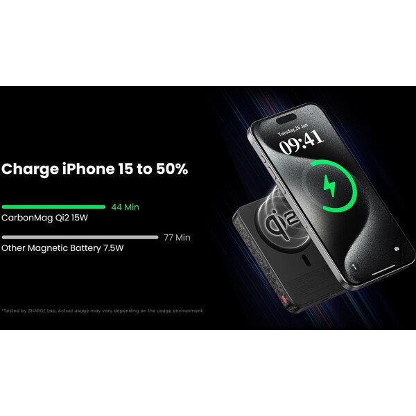 SHARGE-C2-CarbonMag-Qi2-MagSafe-powerbanka-10000mAh-karbonova