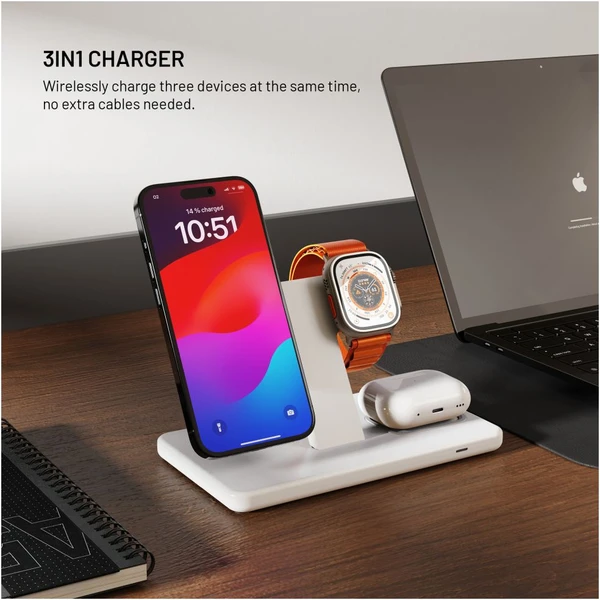 FIXED MagPowerstation 3v1 bezdrátový nabíječka s MagSafe bílá - Nabíječky - Obrázek f4ecfd8f57514f598654e99bf884b51d