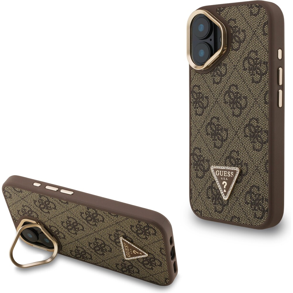 Guess-PU-4G-Strass-Triangle-Logo-Stand-Camera-Frame-MagSafe-kryt-iPhone-16-hnedy