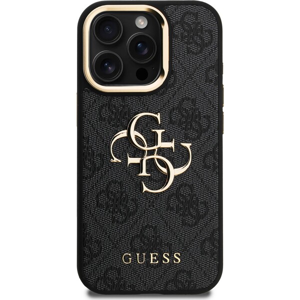 Guess-PU-4G-Metal-Logo-Stand-Camera-Frame-kryt-iPhone-15-Pro-cerny
