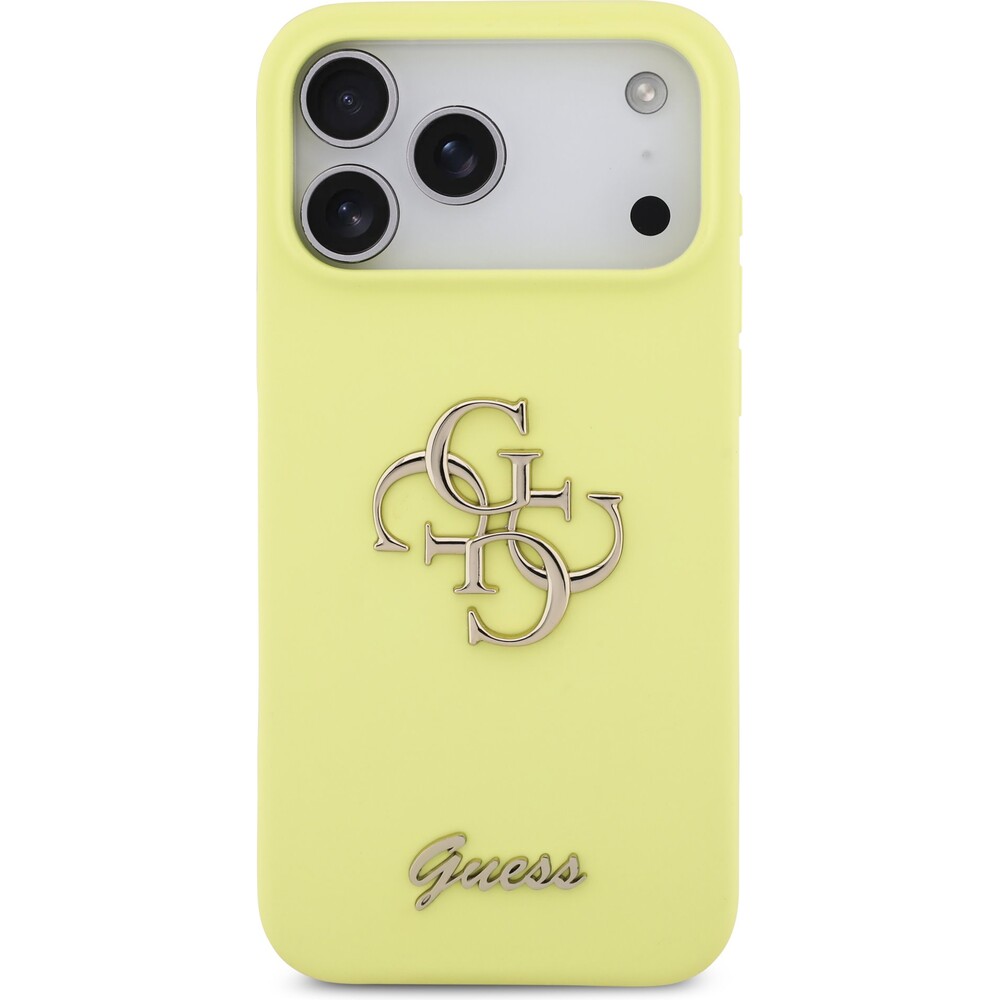 Guess-Liquid-Silicone-4G-Metal-Logo-kryt-iPhone-17-Pro-Max-zluty