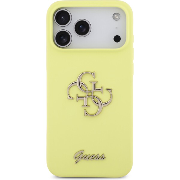 Guess-Liquid-Silicone-4G-Metal-Logo-kryt-iPhone-17-Pro-Max-zluty