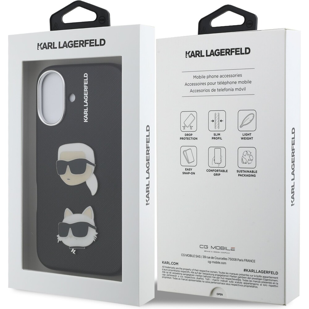 Karl-Lagerfeld-Grained-PU-K-CH-Heads-kryt-iPhone-16-cerny