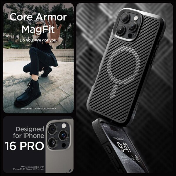 Spigen-Core-Armor-MagSafe-kryt-iPhone-16-Pro-matte-black