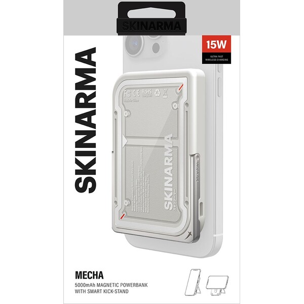 SKINARMA-Nexus-Mecha-MagSafe-powerbanka-se-stojankem-USB-C-PD-5000-mah-svetle-seda