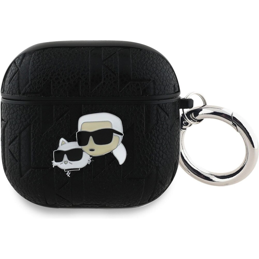 Karl-Lagerfeld-PU-Embossed-Karl-and-Choupette-Heads-pouzdro-AirPods-4-cerne