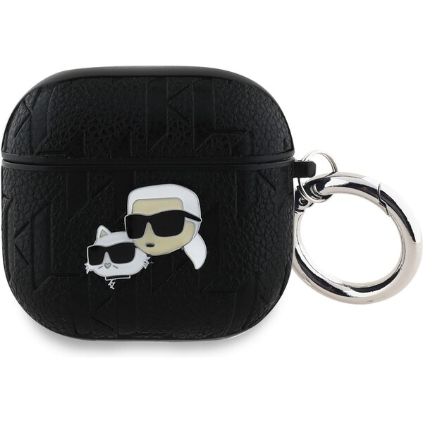 Karl-Lagerfeld-PU-Embossed-Karl-and-Choupette-Heads-pouzdro-AirPods-4-cerne