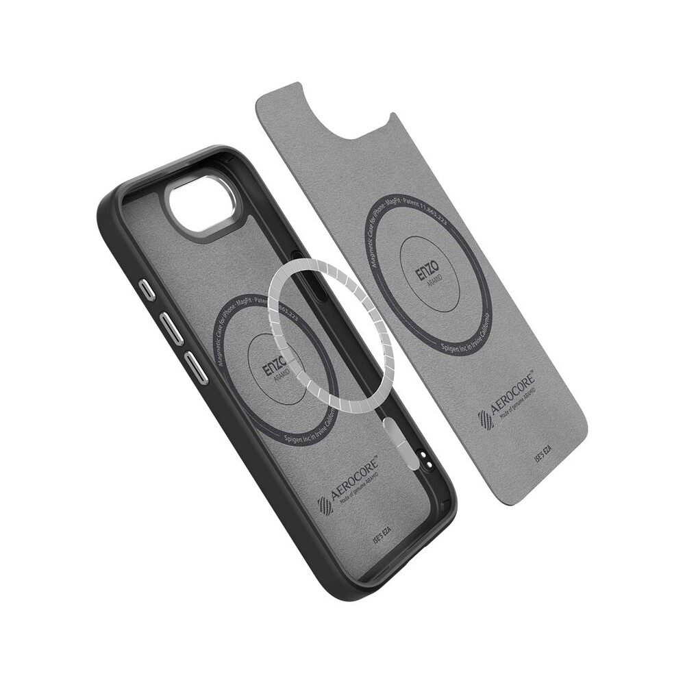 Spigen-Enzo-Aramid-MagSafe-kryt-iPhone-17e-16e-matne-cerny