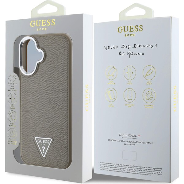 Guess-PU-Grained-Triangle-Logo-kryt-pro-iPhone-16-hnedy