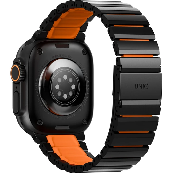 UNIQ-Strova-Flex-titanovy-reminek-pro-Apple-Watch-49-46-45-44mm-Titanium-Silver-Lime-Green