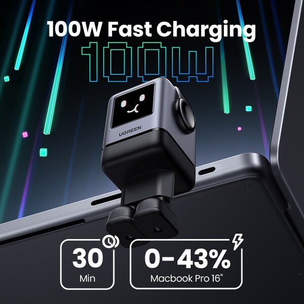 UGREEN-Uno-RG-100W-Robot-GaN-Fast-Charge-nabijecka-cerna
