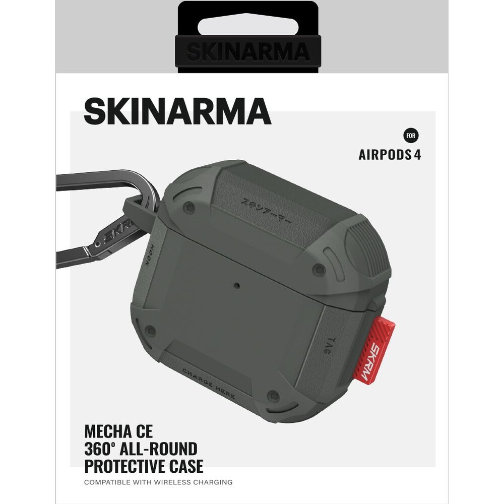 SKINARMA-Mecha-CE-pouzdro-pro-AirPods-4-olivove-zelene