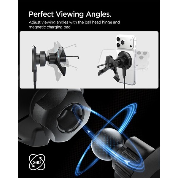 Spigen-Essential-Qi2-MagSafe-drzak-do-ventilace-s-nabijenim-cerny