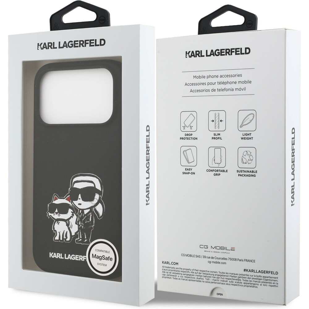 Karl-Lagerfeld-Liquid-Silicone-K-CH-Sketch-MagSafe-kryt-iPhone-17-Pro-cerny