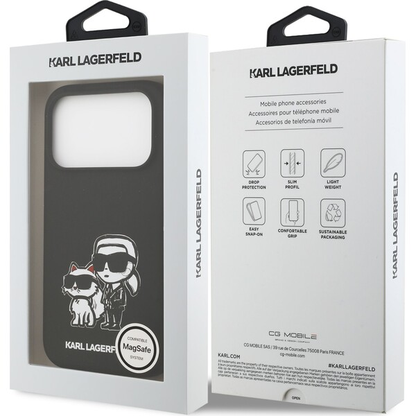 Karl-Lagerfeld-Liquid-Silicone-K-CH-Sketch-MagSafe-kryt-iPhone-17-Pro-cerny