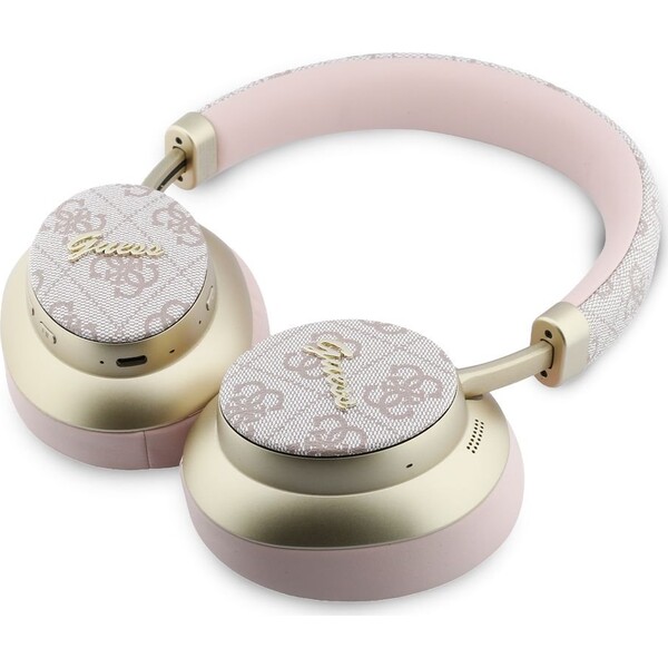 Guess-PU-4G-Gold-Script-Metal-Logo-ENC-bezdratova-sluchatka-ruzova