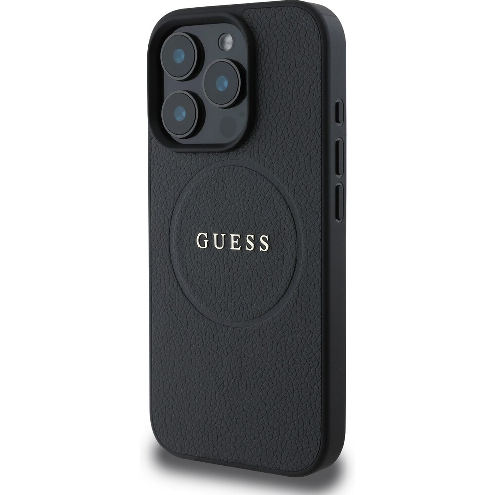 Guess-PU-Grained-Classic-Logo-MagSafe-kryt-iPhone-16-Pro-cerny