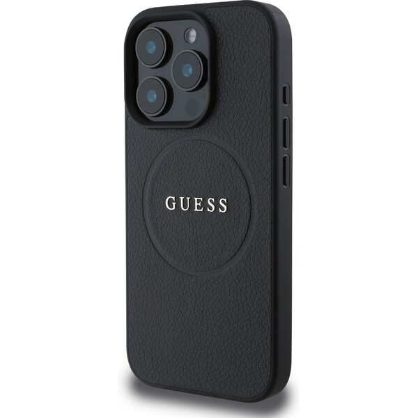Guess-PU-Grained-Classic-Logo-MagSafe-kryt-iPhone-16-Pro-cerny