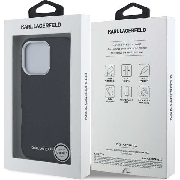 Karl-Lagerfeld-Grained-PU-Repeated-Logo-MagSafe-kryt-iPhone-16-Pro-Max-cerny