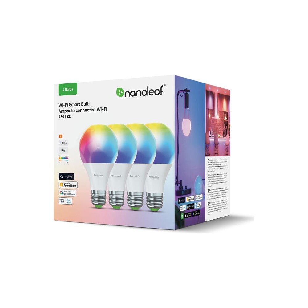 Nanoleaf-Matter-Wi-Fi-A19-Smart-E27-Bulb-chytra-zarovka-4-Pack