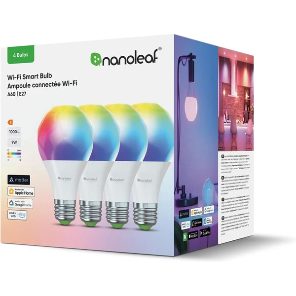 Nanoleaf Matter Wi-Fi A19 Smart E27 Bulb chytrá žárovka 4 Pack - iWant.cz