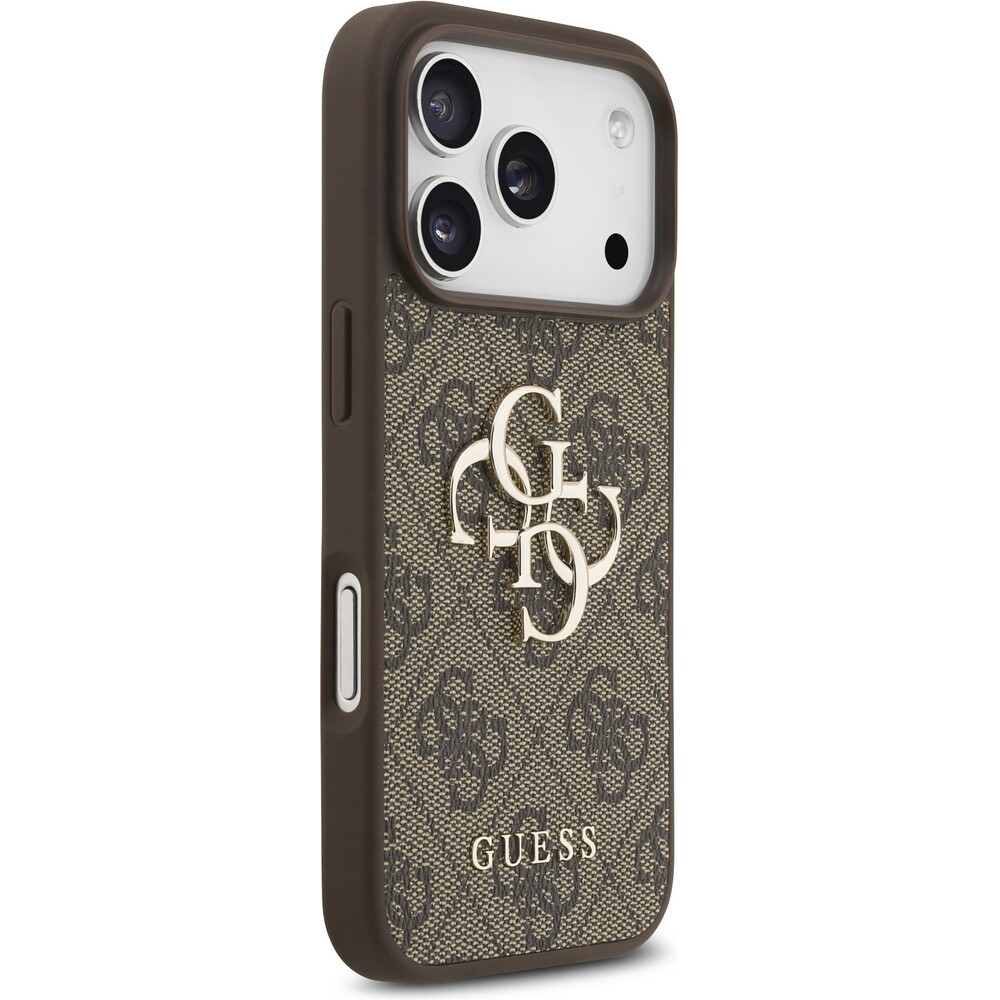 Guess-PU-4G-Metal-Logo-Strap-kryt-iPhone-17-Pro-hnedy