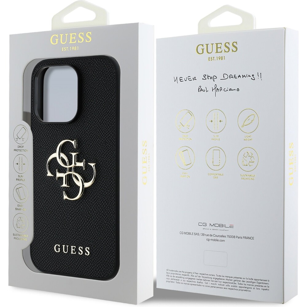 Guess-PU-Grained-4G-Metal-Logo-kryt-iPhone-14-Pro-cerny