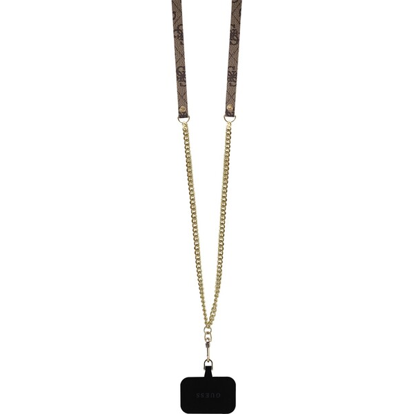 Guess-PU-4G-Strass-Triangle-Metal-Logo-kryt-Crossbody-Popruh-pro-iPhone-16-hnedy