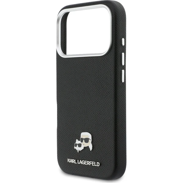 Karl-Lagerfeld-PU-Karl-and-Choupette-Heads-Pins-MagSafe-kryt-iPhone-17-Pro-Max-cerny