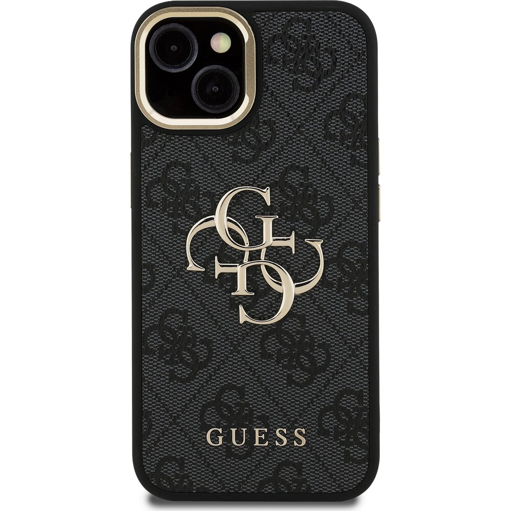 Guess-PU-4G-Metal-Logo-Stand-Camera-Frame-kryt-iPhone-13-cerny